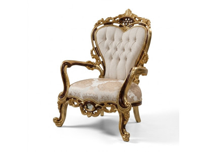 Wing chair armchair luxury design upholstered sofa couch Chesterfield fabric gold new