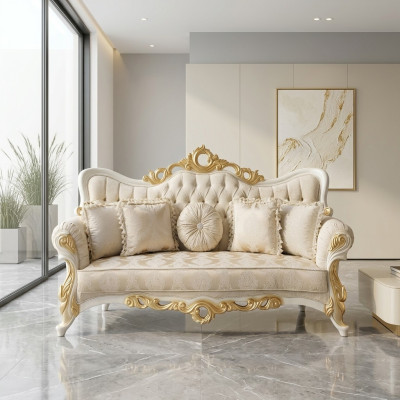 Three-seater Sofa 3-seater Baroque Rococo Sofa Couches Fabric Style Baroque Seat