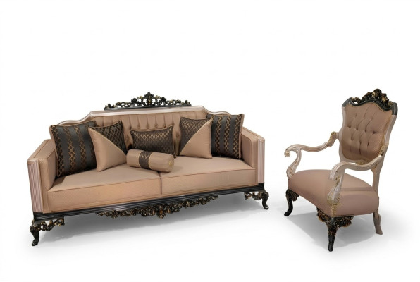 Luxury Sofa Set: 3+1 Seater Sofa, Sofas, Armchair, Fabric 2-piece Set