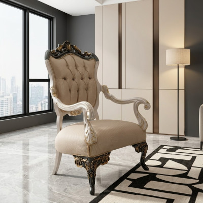 Armchair Wing Chair Design Upholstered Sofa Couch Textile Baroque Living Room Fabric Seat