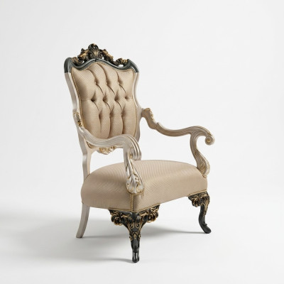 Armchair Wing Chair Design Upholstered Sofa Couch Textile Baroque Living Room Fabric Seat