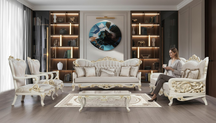 Sofa set 3+3+1+1 seater coffee table set 5-piece classic sofas armchair luxury new
