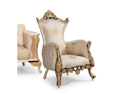 Wing chair armchair seat luxury design upholstered sofa textile baroque relax fabric