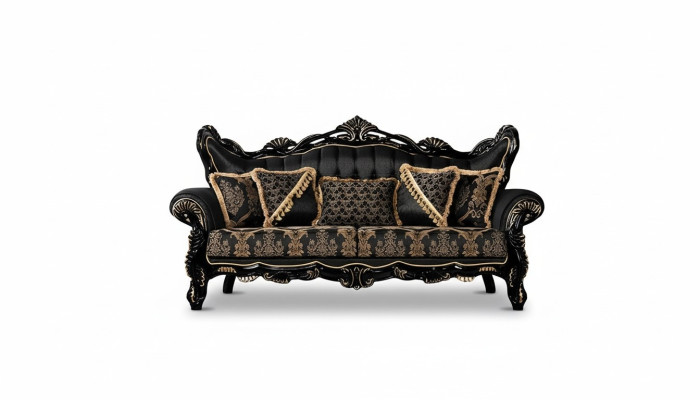 Couch Seat Three-Seater Sofa 3-Seater Sofas Armchair Fabric Baroque Rococo Furniture 232cm