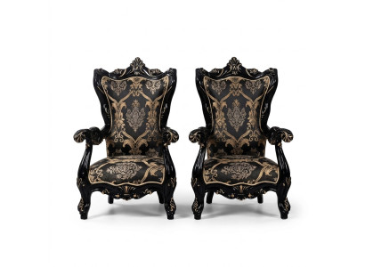 Armchair, wingback chair, luxury fabric seat, sitter design, upholstery, baroque textile furniture