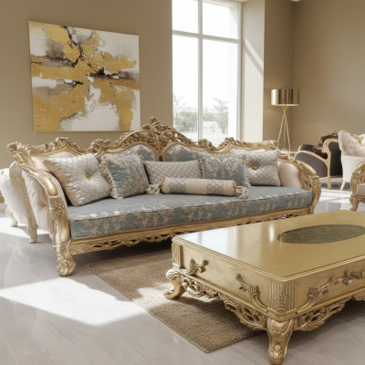 Three-seater sofa, 3-seater sofas, fabric, baroque, rococo style, furniture, classic.