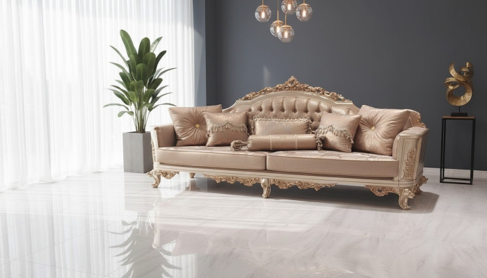 Three-seater sofa couch 3-seater classic couch sofas fabric style baroque velvet new