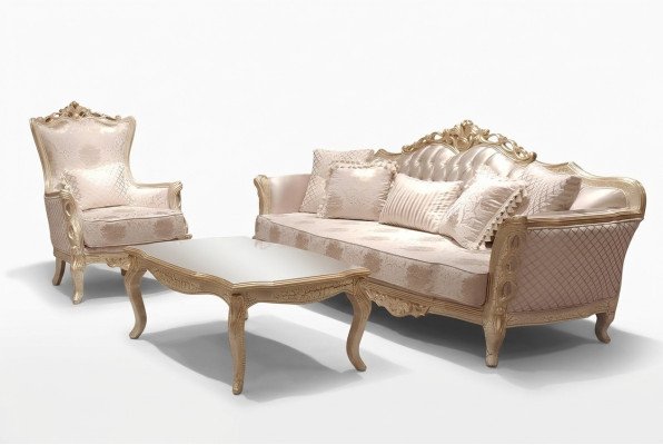 Classic three-seater sofa 3-seat sofas couch fabric style baroque furniture rococo