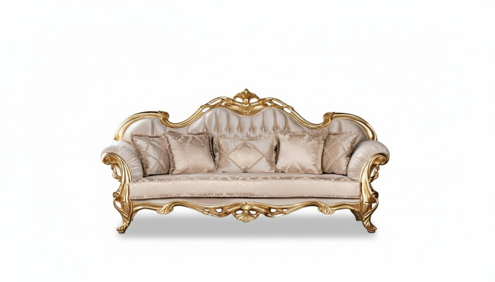 Three-seater sofa, 3-seater sofa, sofas, couches, fabric, baroque style, rococo furniture.
