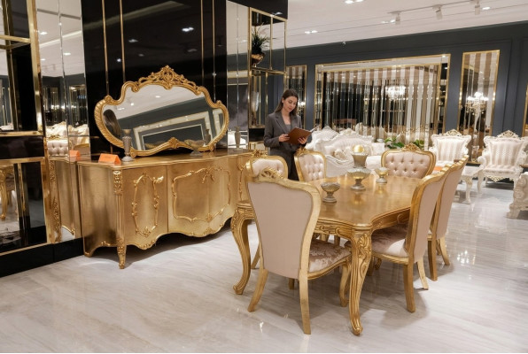Luxury Furniture Set 9-piece Dining Room Dining Table Chair Sideboard Mirror Dining Table New