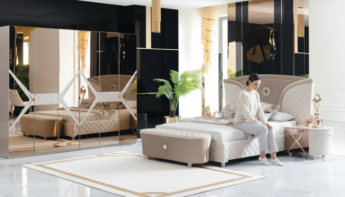 Bed Nightstand Wardrobe 6-piece Bedroom Set Design Luxury Stool Modern
