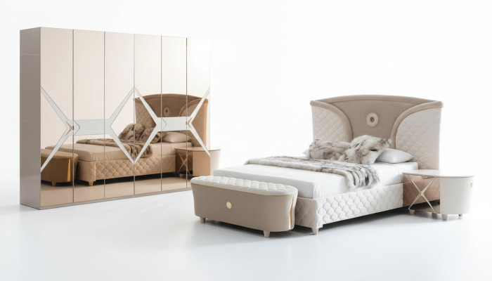 Bed Nightstand Wardrobe 6-piece Bedroom Set Design Luxury Stool Modern