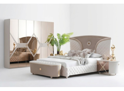 Double beds modern bed frame beds set 3-piece bedroom bed nightstand
