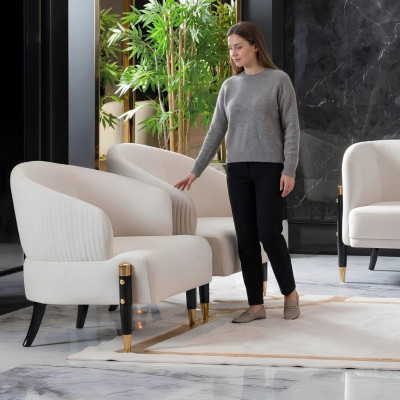 Upholstered Modern Single Seater Designer Gray Relax New Living Room Luxury Armchair Hotel