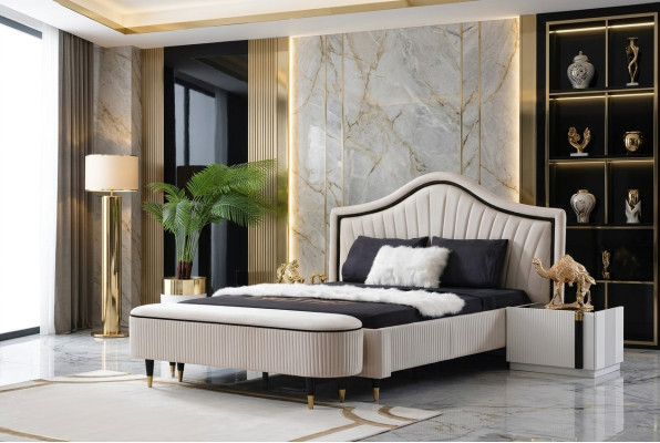 3-piece bedroom set bed 2x nightstand Italian style furniture new