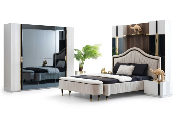 3-piece bedroom set bed 2x nightstand Italian style furniture new