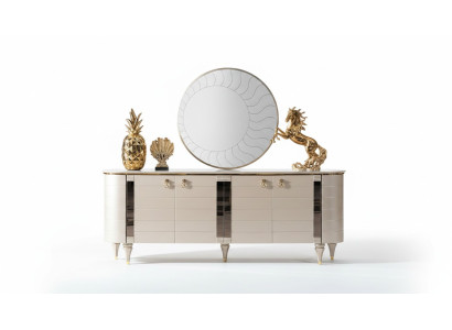 Chest of drawers, mirror, wood, dresser set, modern cabinet, console furniture, new set, 2 pieces.