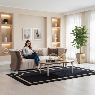 Upholstered Designer Furniture Three-Seater Sofa 3-Seater Sofas Luxury Textile Couches Big