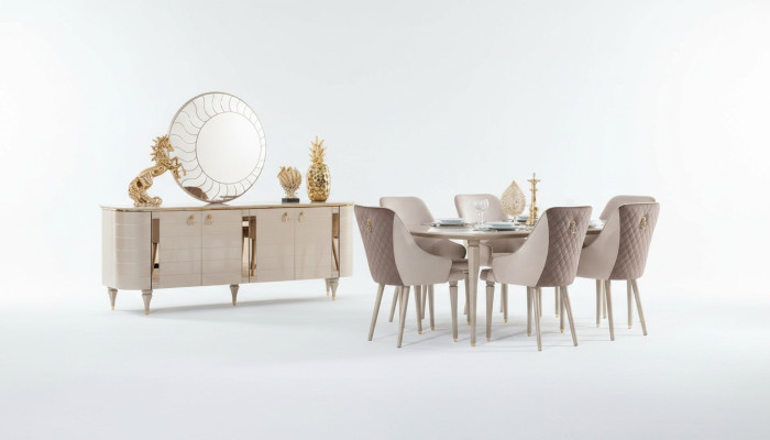 Complete dining room sideboards table 6x chairs sideboard mirror set suite new