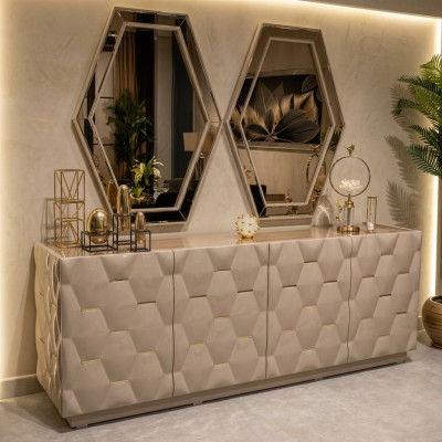 Chest of drawers wood sideboard mirror 3-piece solid chests living room new