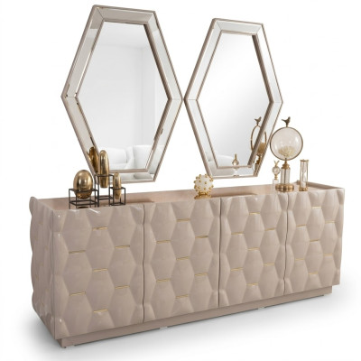 Chest of drawers wood sideboard mirror 3-piece solid chests living room new