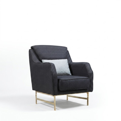 Gray Upholstered Armchair Stainless Steel Single-Seater Living Room Armchair New
