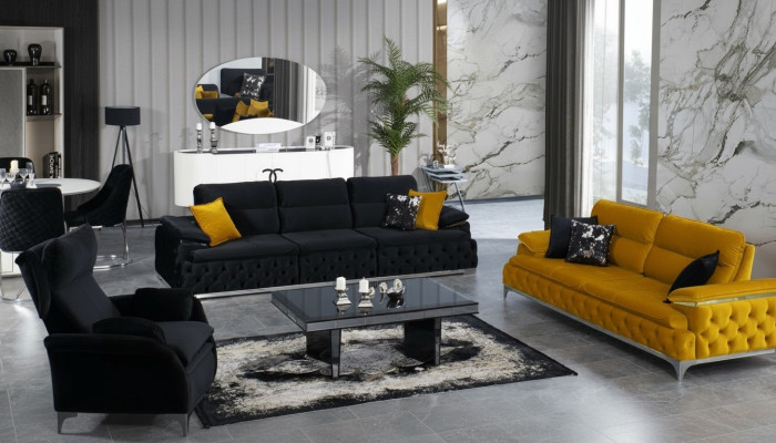 Sofa set 3+3 seater set design sofas upholstered couches fabric relax