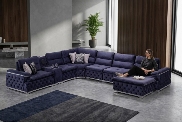 U-shaped sectional Chesterfield sofa living room furniture Italian style