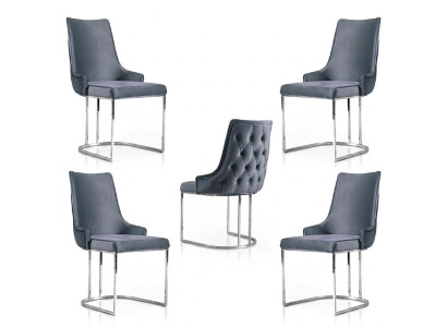 Set of 4 Chairs Modern Upholstery Design Chair Group Wood Dining Chair