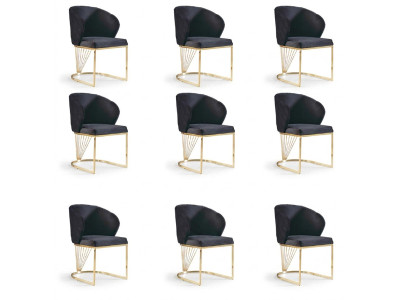 Set of 8 chair group armchair upholstered chairs dining room fabric furniture armchair