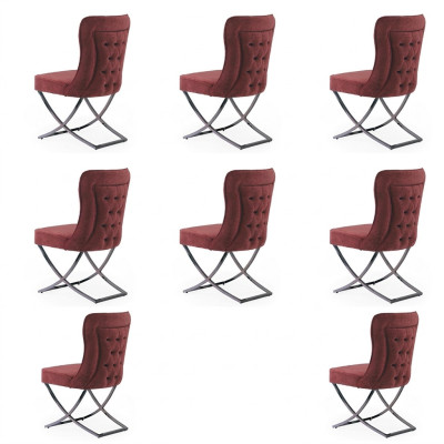 Design Chair Set 8 Textile Chairs Gastro Fabric Dining Room Upholstery Group