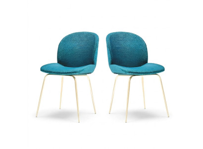 2x Chair Set Chairs Suite Textile Fabric Newly Upholstered Dining Room