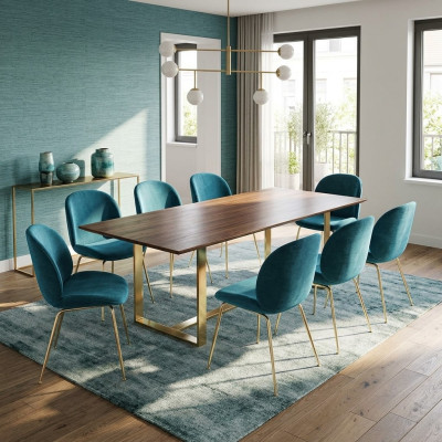 Design Chair Set 8x Armchair Fabric Upholstered Chairs Cloth Dining Room New
