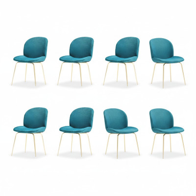 Design Chair Set 8x Armchair Fabric Upholstered Chairs Cloth Dining Room New