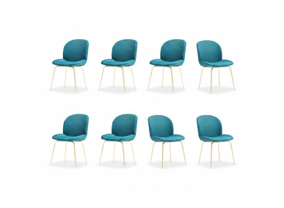 Design Chair Set 8x Armchair Fabric Upholstered Chairs Cloth Dining Room New
