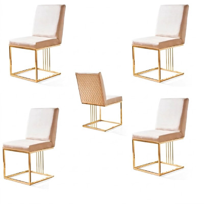 Design Chair Set 4x Armchairs Textile Chairs Fabric Dining Room New Upholstery