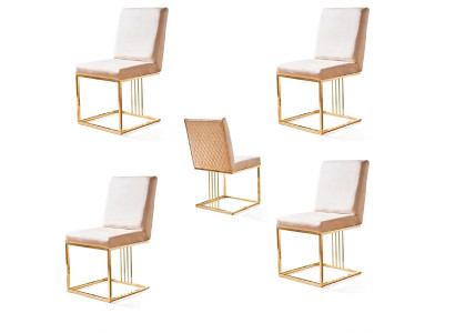 Design Chair Set 4x Armchairs Textile Chairs Fabric Dining Room New Upholstery