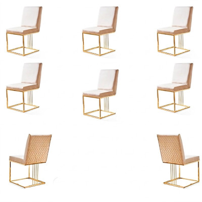 Set of 6 armchair chairs designer metal textile upholstered chairs gastro dining room furniture