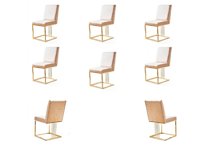 Set of 6 armchair chairs designer metal textile upholstered chairs gastro dining room furniture