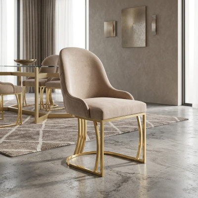 Set of 6 chairs design metal fabric upholstery chairs dining room textile
