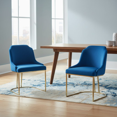 Design chair set group upholstery fabric 8 chairs furniture luxury suite