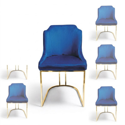 Design chair set group upholstery fabric 8 chairs furniture luxury suite