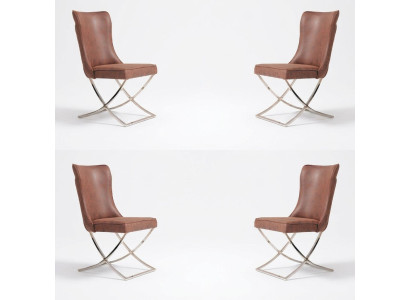 Set of 4 chairs stainless steel dining chair fabric padded chair dining room