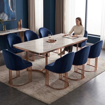 Set of 8 upholstered design chairs for a suite, armchair, lounge, and kitchen.