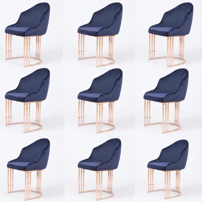 Set of 8 upholstered design chairs for a suite, armchair, lounge, and kitchen.