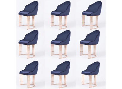 Set of 8 upholstered design chairs for a suite, armchair, lounge, and kitchen.