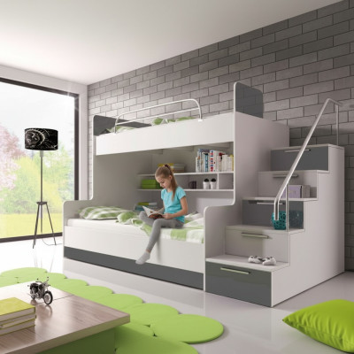 Gray bunk bed double-decker bed children's room beds loft bed high-gloss furniture