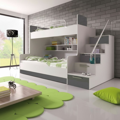 Gray bunk bed double-decker bed children's room beds loft bed high-gloss furniture