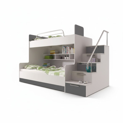 Gray bunk bed double-decker bed children's room beds loft bed high-gloss furniture