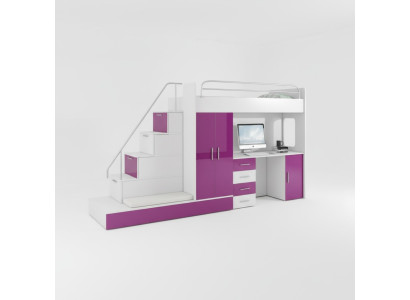 Lila children's loft bed bunk bed high gloss furniture